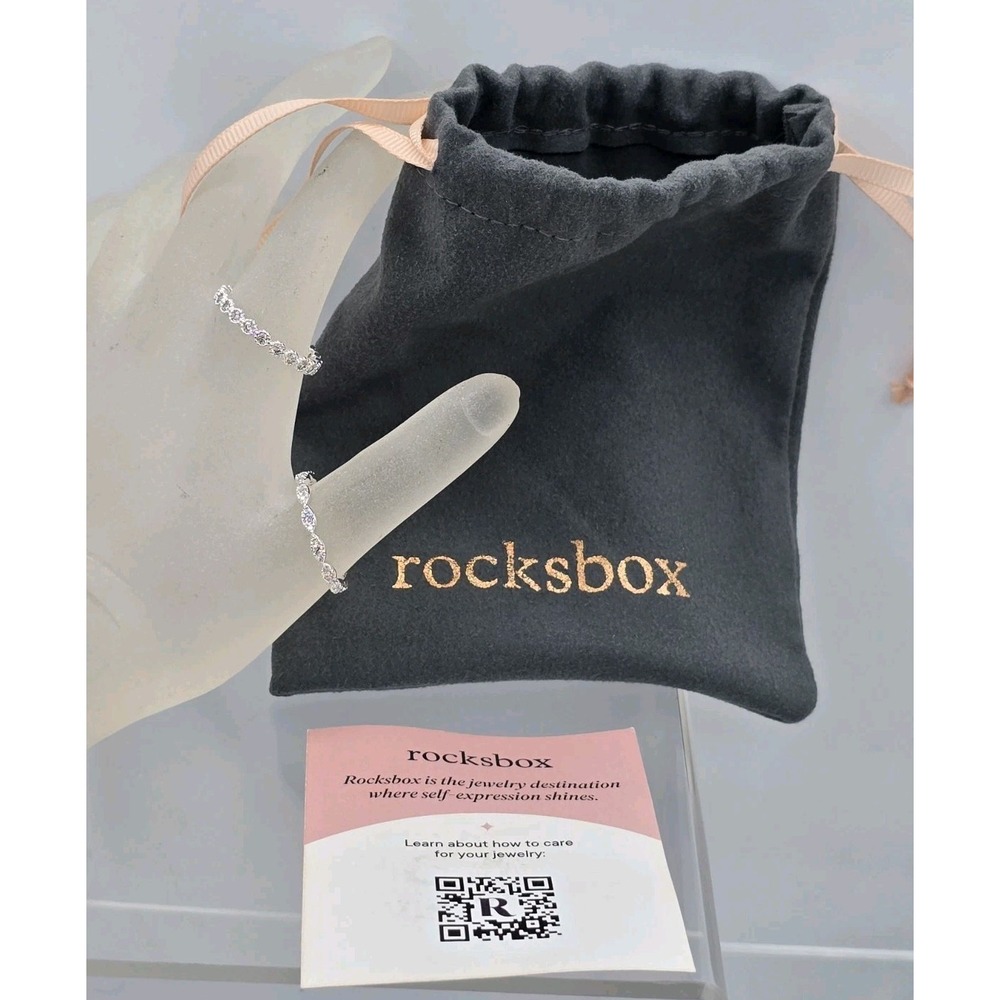 2 Lot Of‎ Brand New - Silver Toned Rocksbox Pave & CZ Ring - Size 8